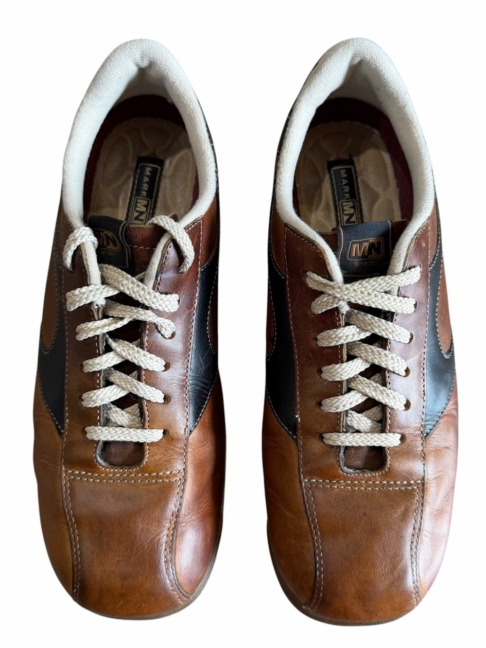 Mark Nason Leather Sneakers Men’s Size 8 Chestnut Brown Y2K Lace Up Casual